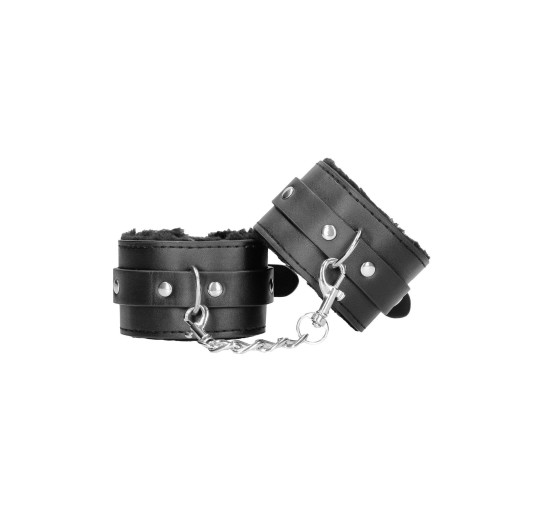 Plush Bonded Leather Hand Cuffs - With Adjustable Straps